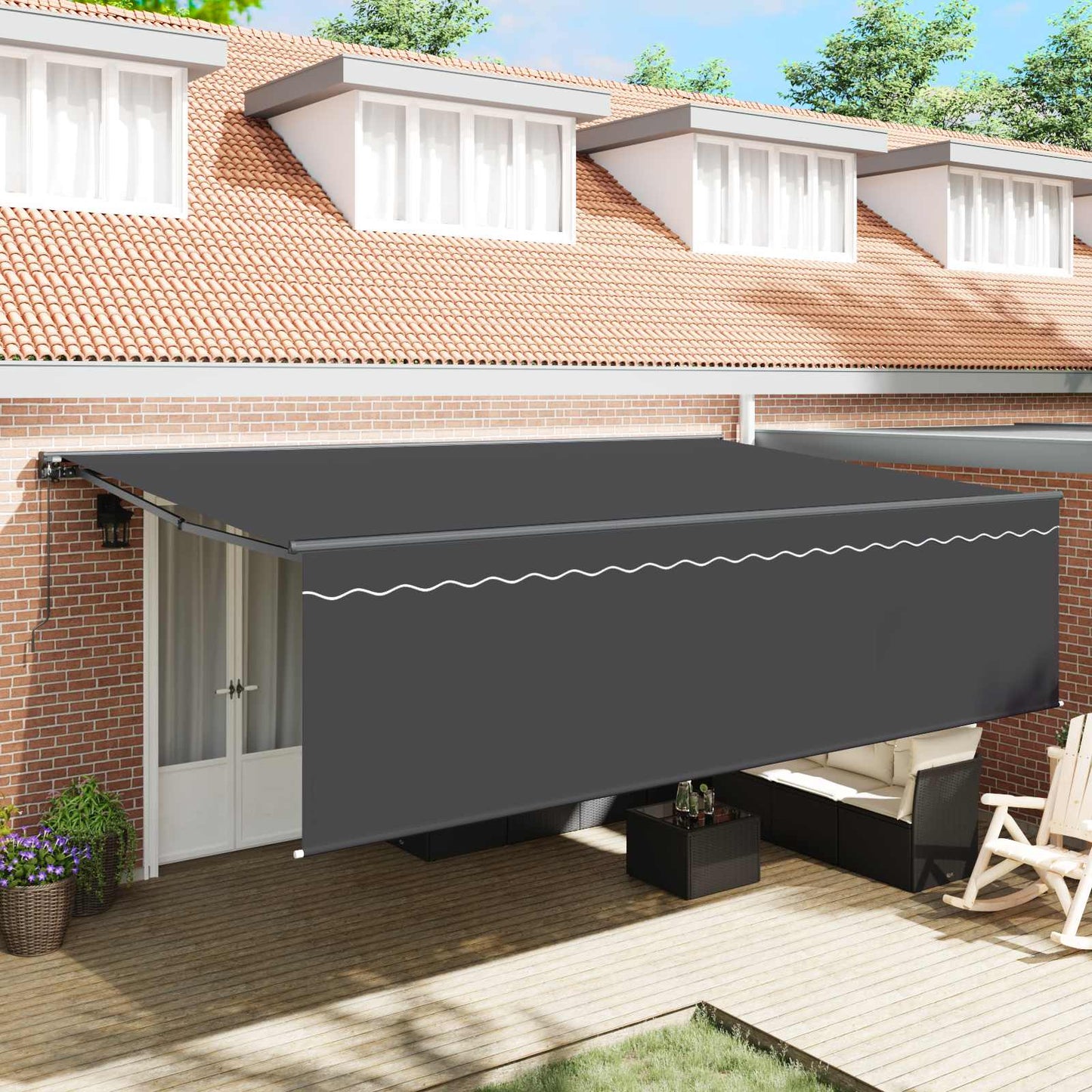 Tenda Retrattile Antracite 500 × 300 cm Poliestere e Alluminio