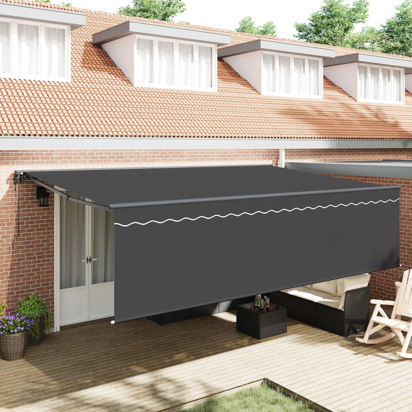 Tenda Retrattile Antracite 500 × 300 cm Poliestere e Alluminio