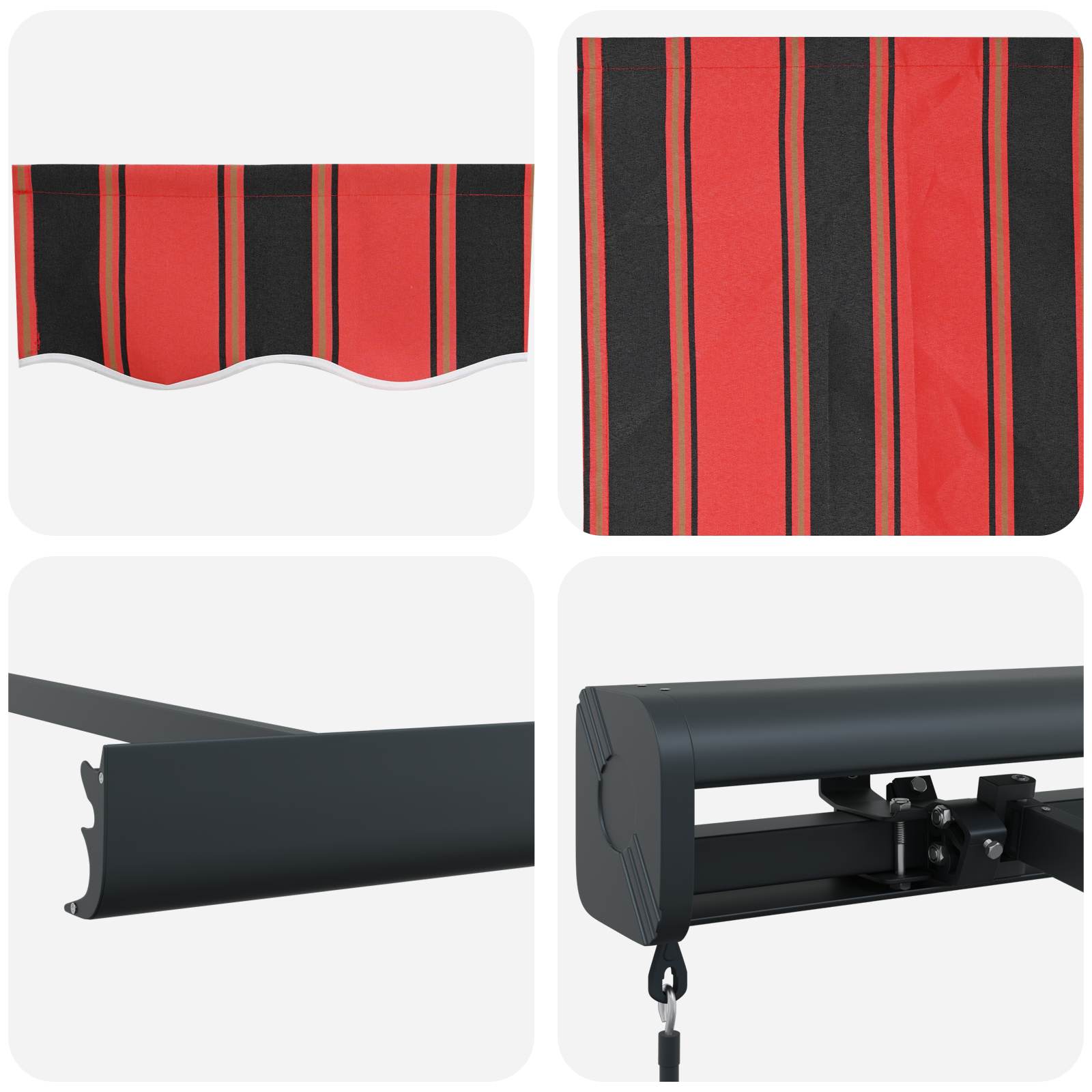 Tenda Retrattile Rosso e Nero 500 × 300 cm Tessuto e Metallo | homemem39