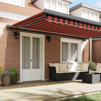 Tenda Retrattile Rosso e Nero 500 × 300 cm Tessuto e Metallo | homemem39