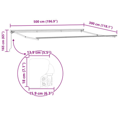 Tenda Retrattile Multicolore 500 × 300 cm Poliestere e Metallo