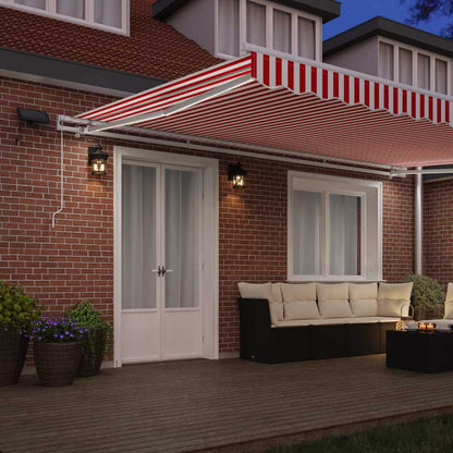 Tenda Retrattile Rosso e Bianco 500 × 300 cm Tessuto e acciaio | homemem39