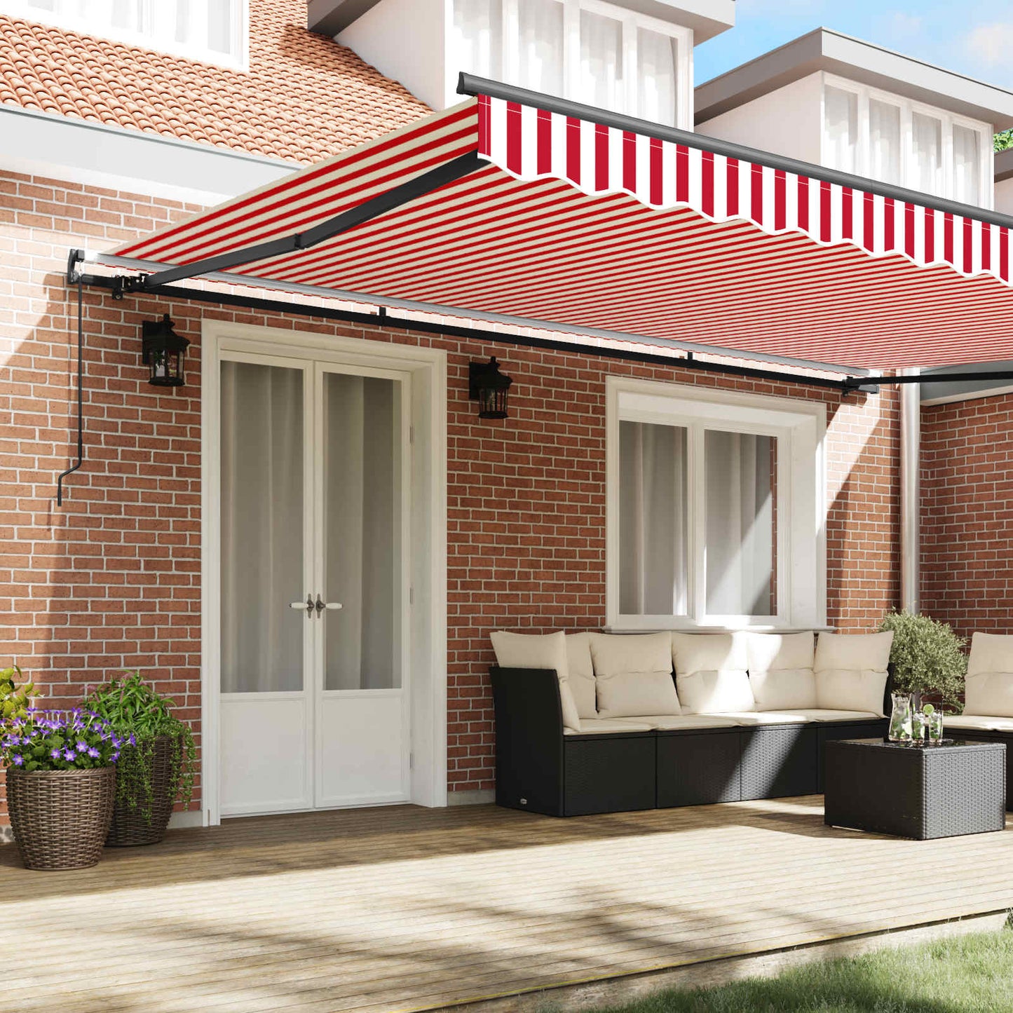 Tenda retrattile Rosso e Bianco 500 × 300 cm | homemem39