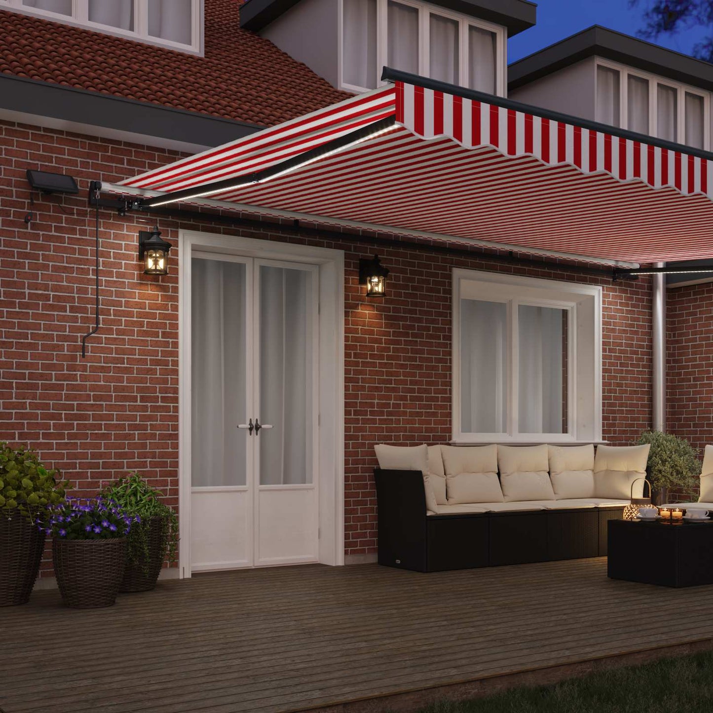 Tenda retrattile Rosso e Bianco 500 × 300 cm | homemem39