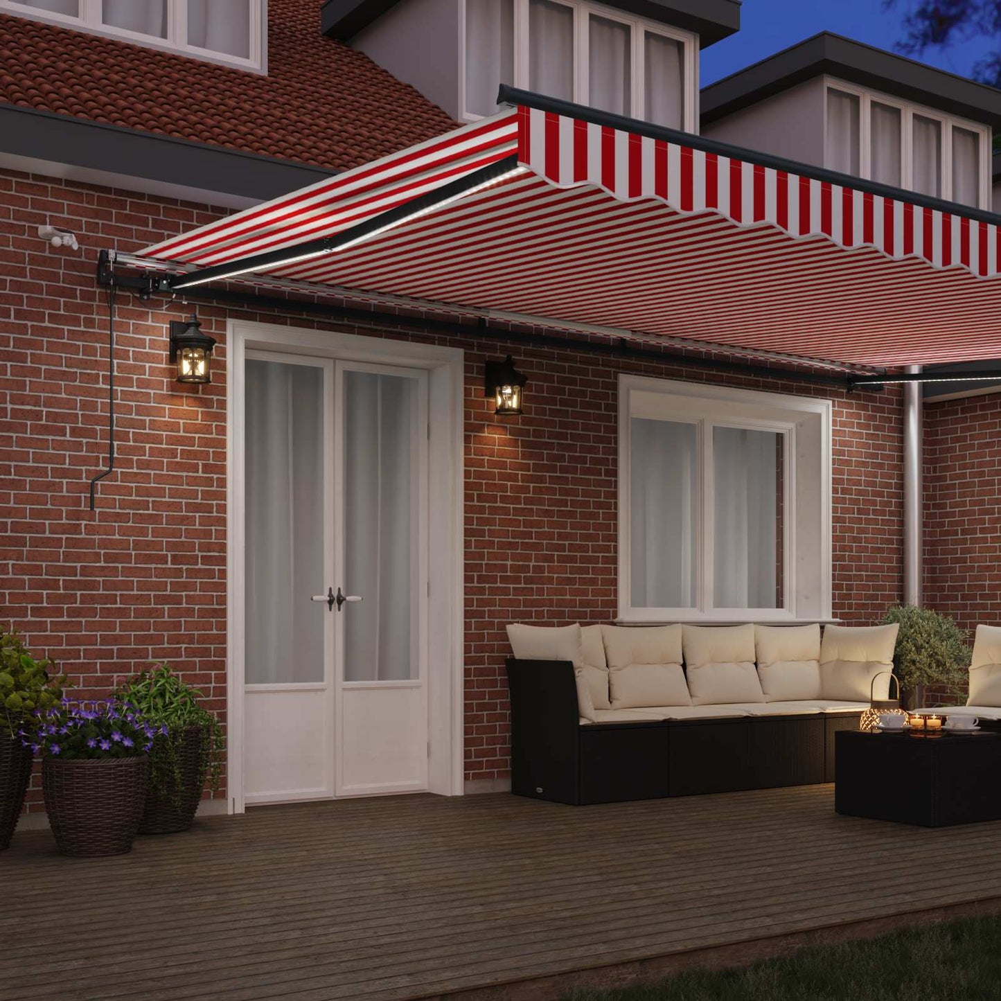 Tenda retrattile Rosso e Bianco 500 × 300 cm Poliestere | homemem39