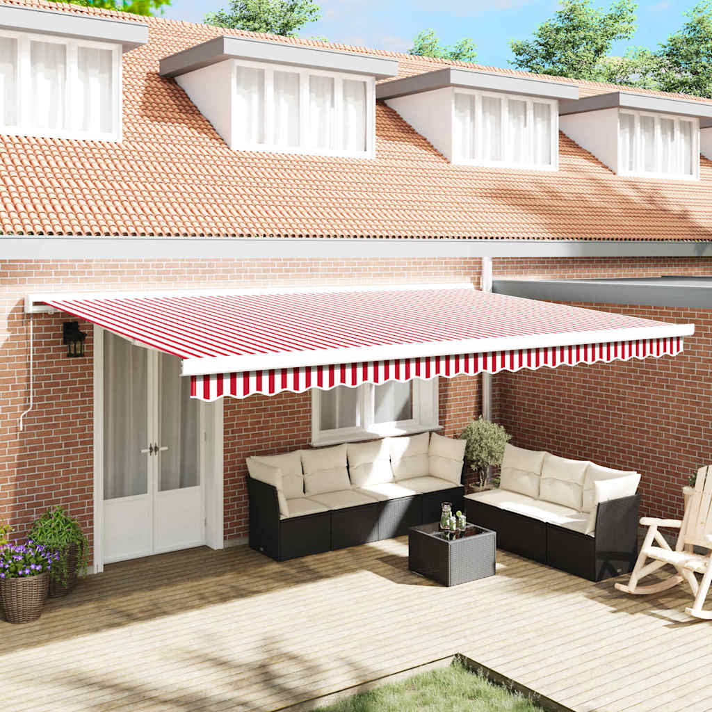 Tenda retrattile Rosso e Bianco 500 × 300 cm Tela e Alluminio | homemem39