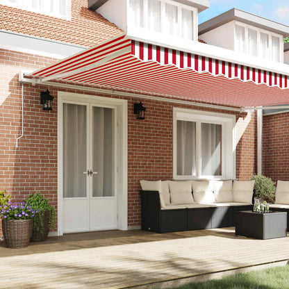 Tenda retrattile Rosso e Bianco 500 × 300 cm Tela e Alluminio | homemem39