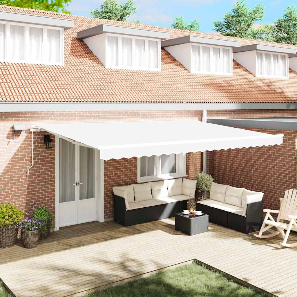 Tenda retrattile Bianco 500 × 300 cm Tessuto e Alluminio | homemem39