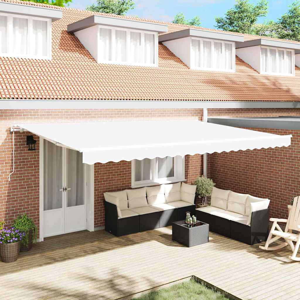Tenda retrattile Bianco 500 × 300 cm Tessuto e Alluminio | homemem39
