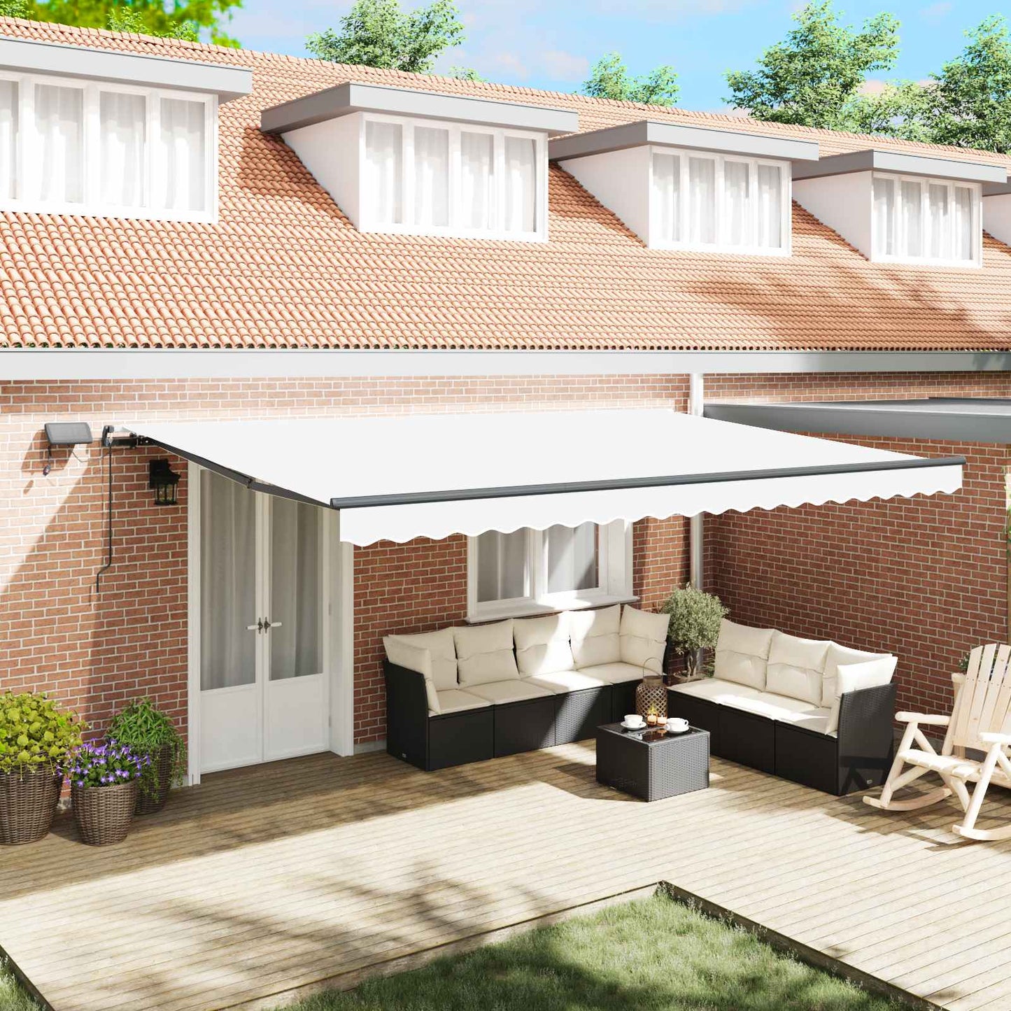 Tenda retrattile Bianco 500 × 300 cm Tessuto e Alluminio | homemem39