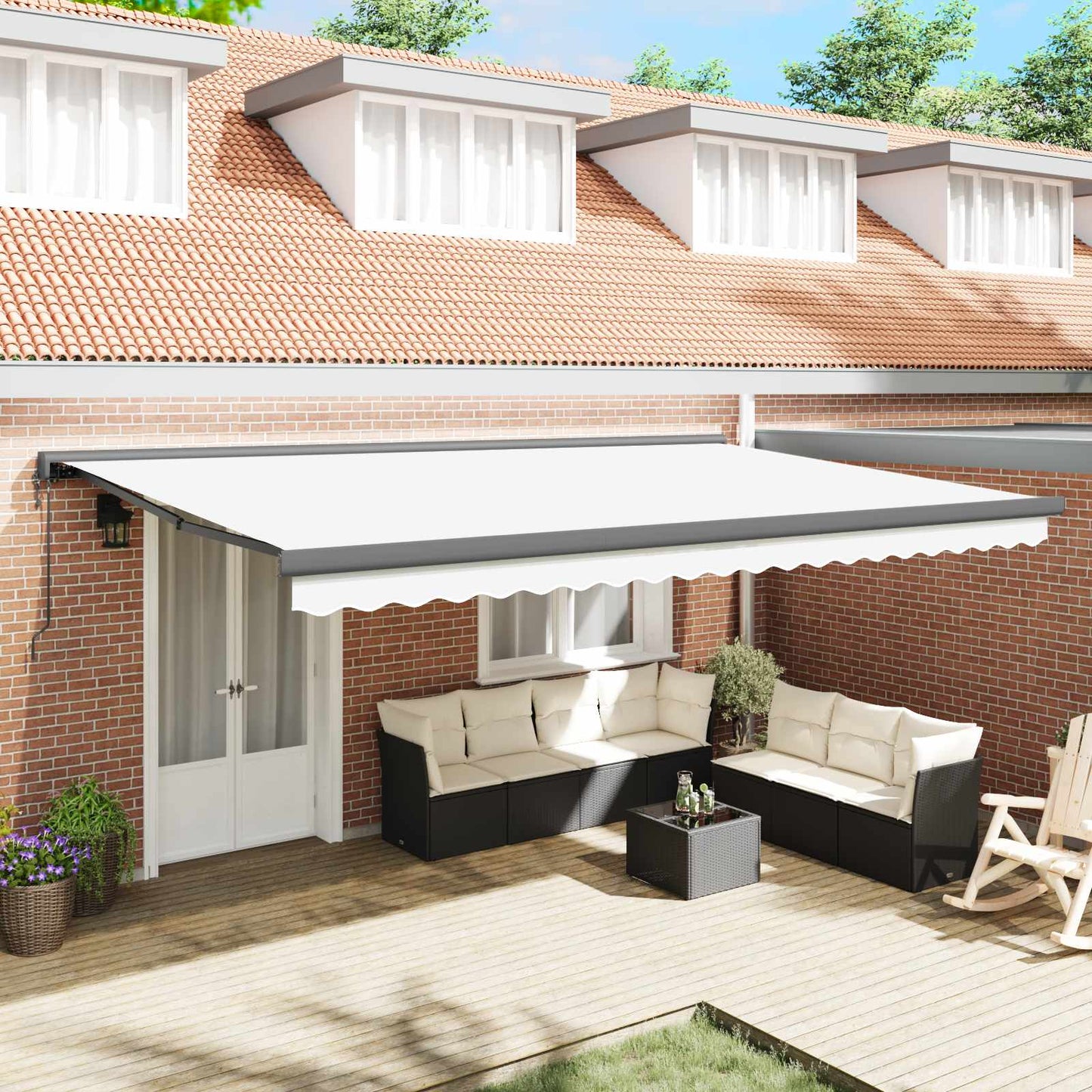 Tenda retrattile Bianco 500 x 300 x 165 cm Tessuto e Metallo | homemem39