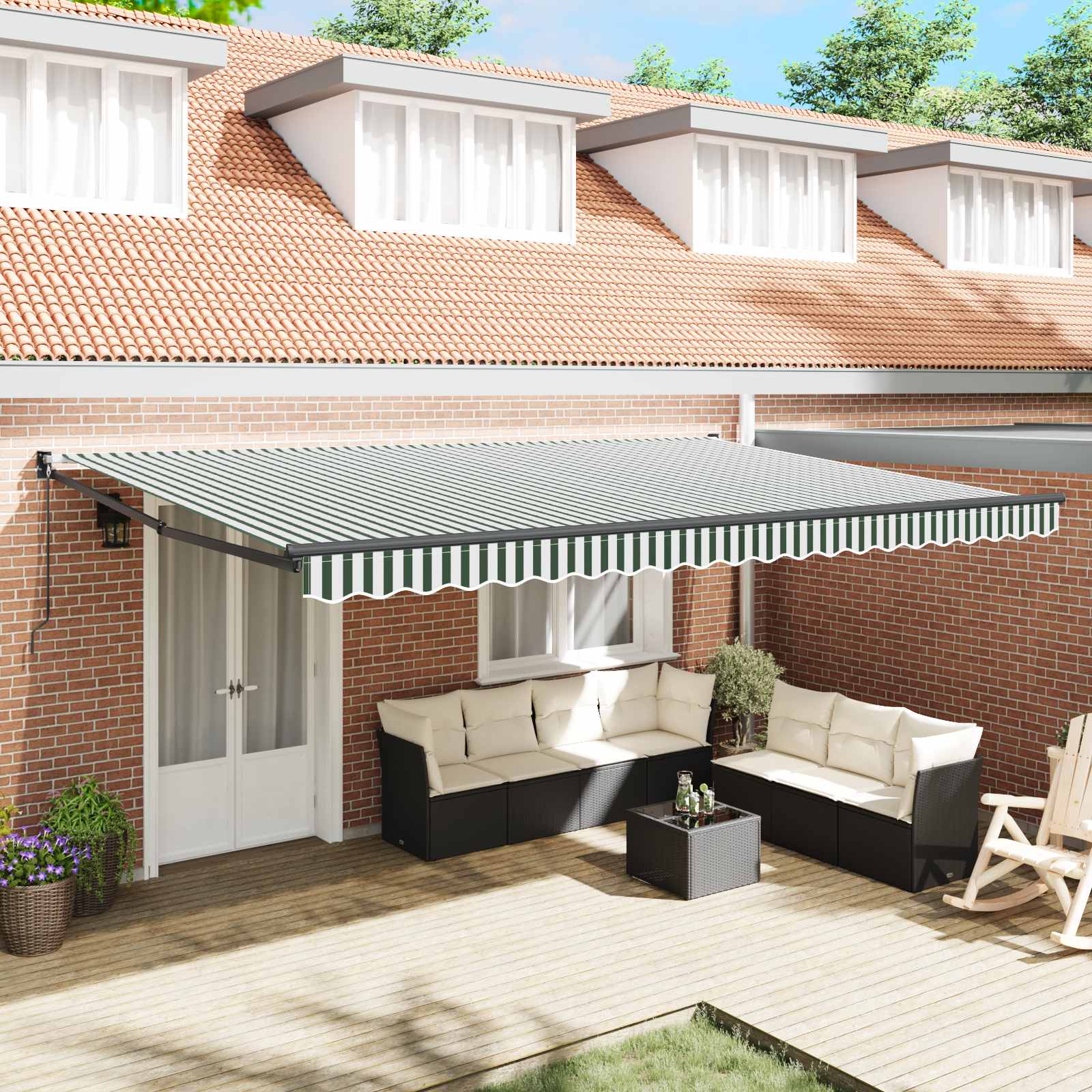 Tenda retrattile Verde 500 × 300 cm 100% Poliestere e Alluminio | homemem39