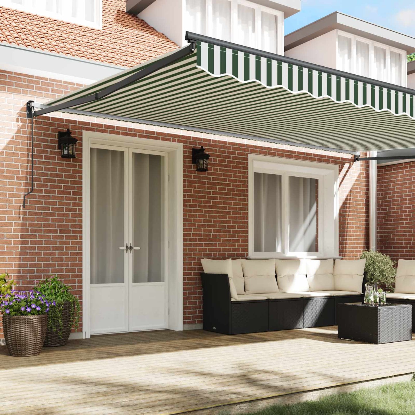 Tenda retrattile Verde 500 × 300 cm 100% Poliestere e Alluminio | homemem39