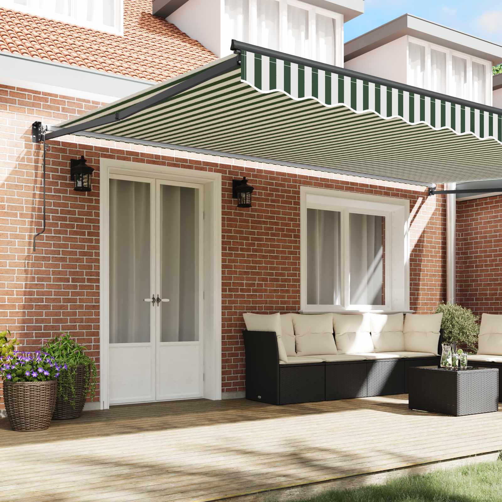 Tenda retrattile Verde e Bianco 500 × 300 cm | homemem39