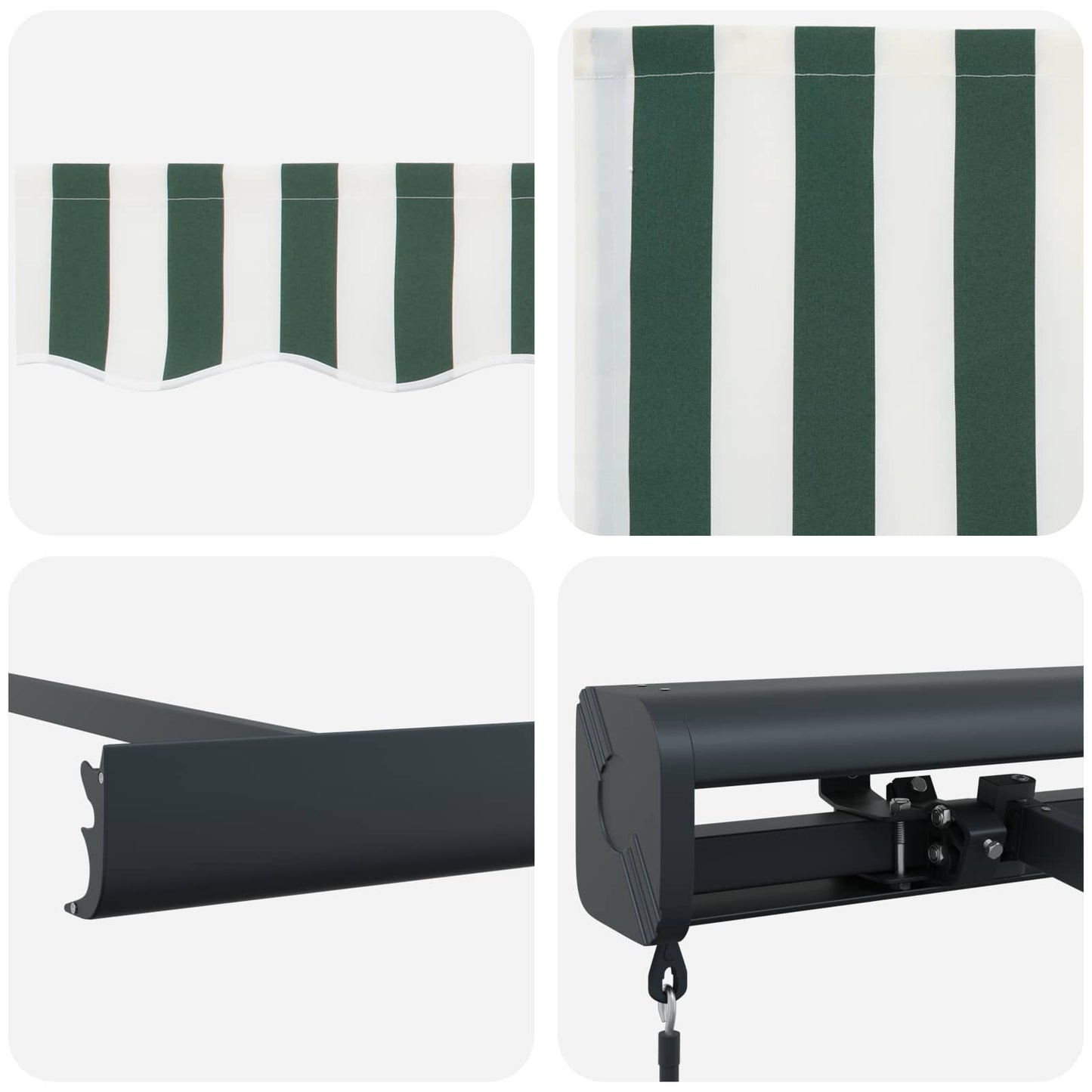 Tenda Retrattile Verde e Bianco 500 × 300 cm Tessuto e Metallo | homemem39