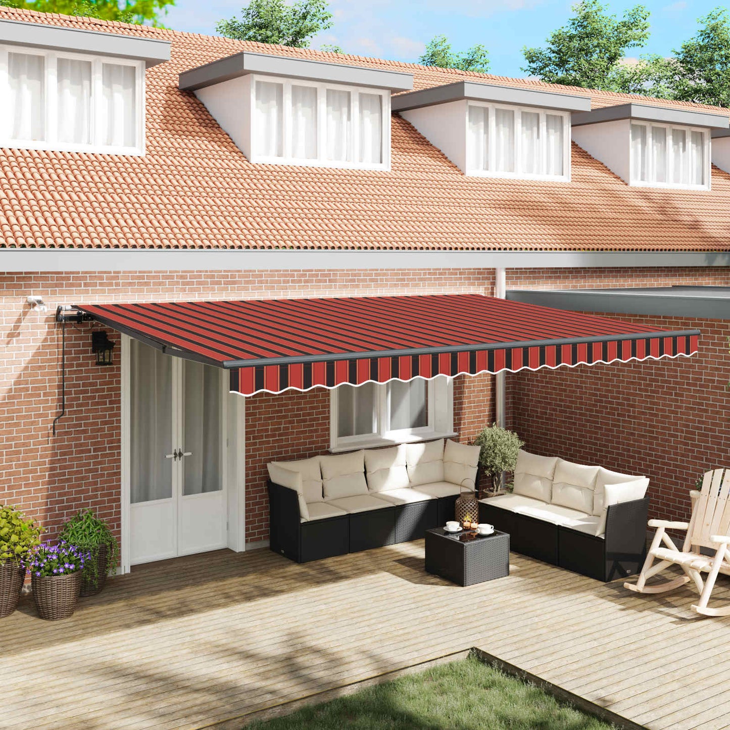 Tessuto per Tenda arancione e marrone 500 × 350 cm Poliestere | homemem39