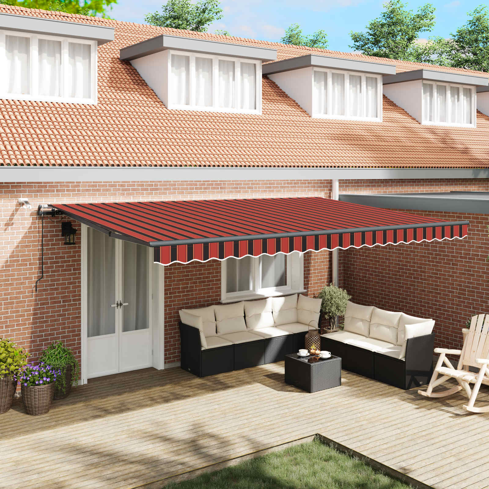 Tessuto per Tenda arancione e marrone 500 × 350 cm Poliestere | homemem39