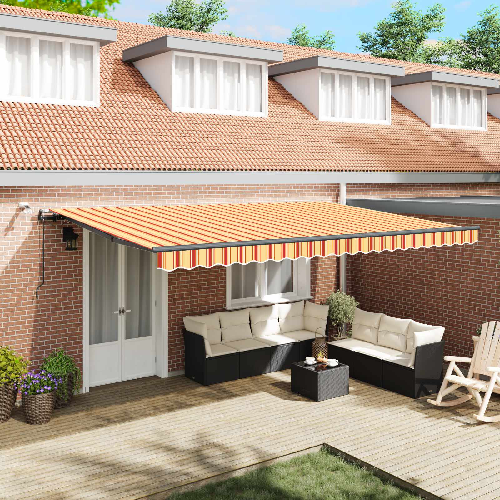 Tessuto per Tenda Giallo e Arancione 500 × 350 cm Poliestere | homemem39