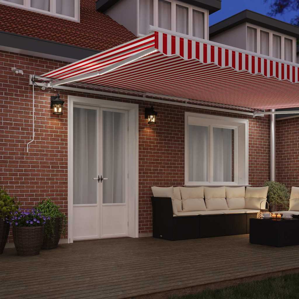Tenda Retrattile Rosso e Bianco 500 × 350 cm | homemem39