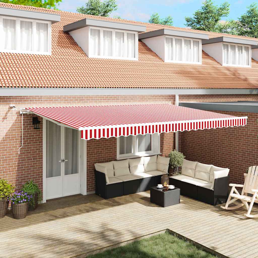 Tenda Retrattile Rosso e Bianco 500 × 350 cm | homemem39