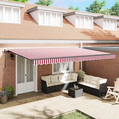 Tenda Retrattile Rosso e Bianco 500 × 350 cm | homemem39