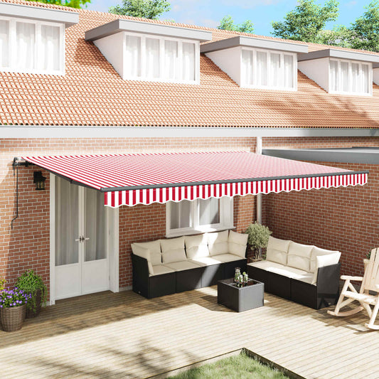 Tenda Retrattile Rosso e Bianco 500 × 350 cm | homemem39