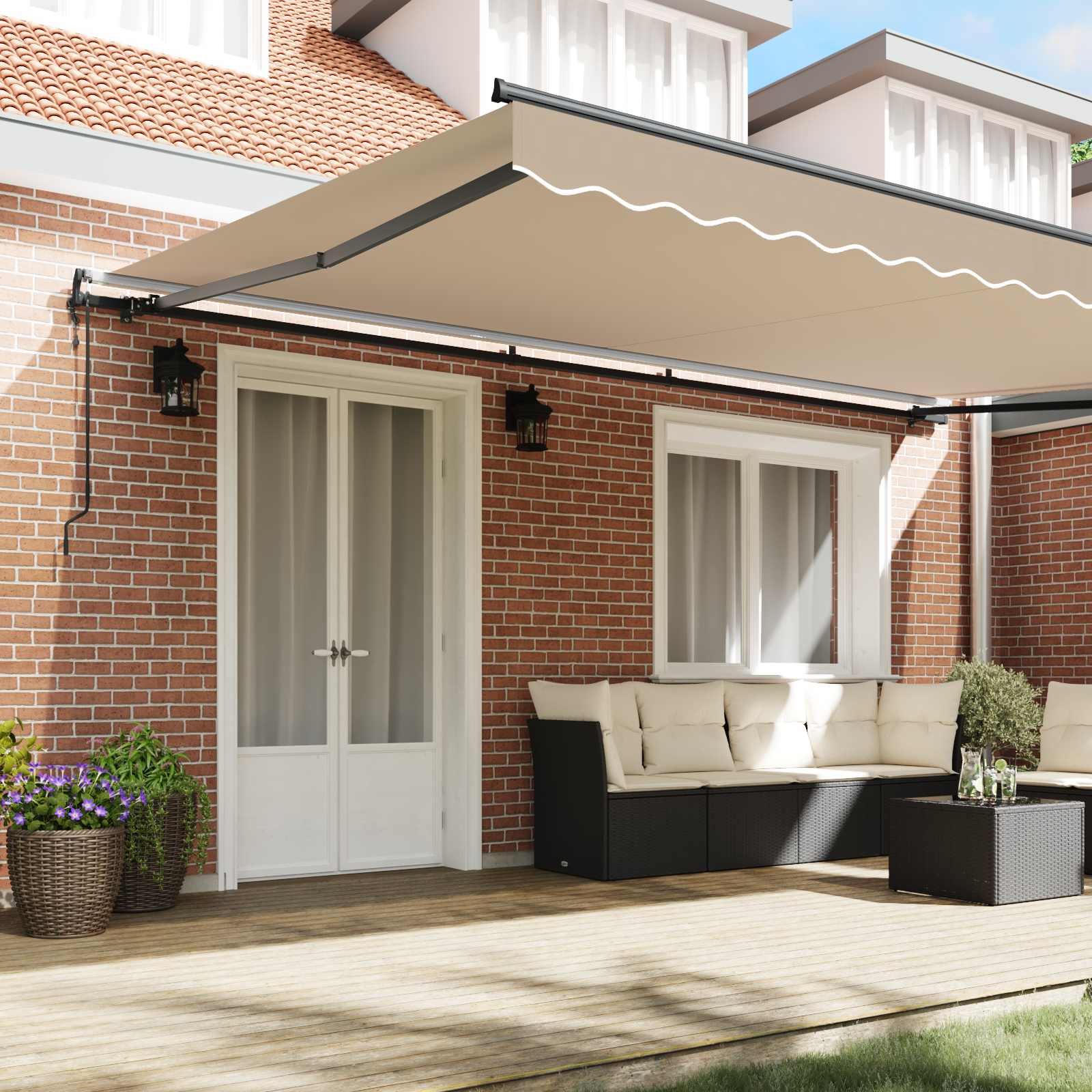 Tenda Retrattile Beige 500 × 350 cm Tessuto e Alluminio | homemem39