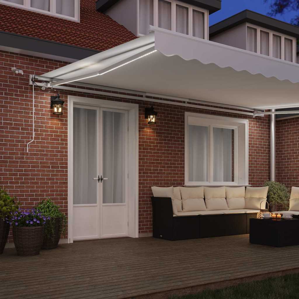 Tenda Retrattile Bianco 500 × 350 cm Tessuto e Metallo - homemem39