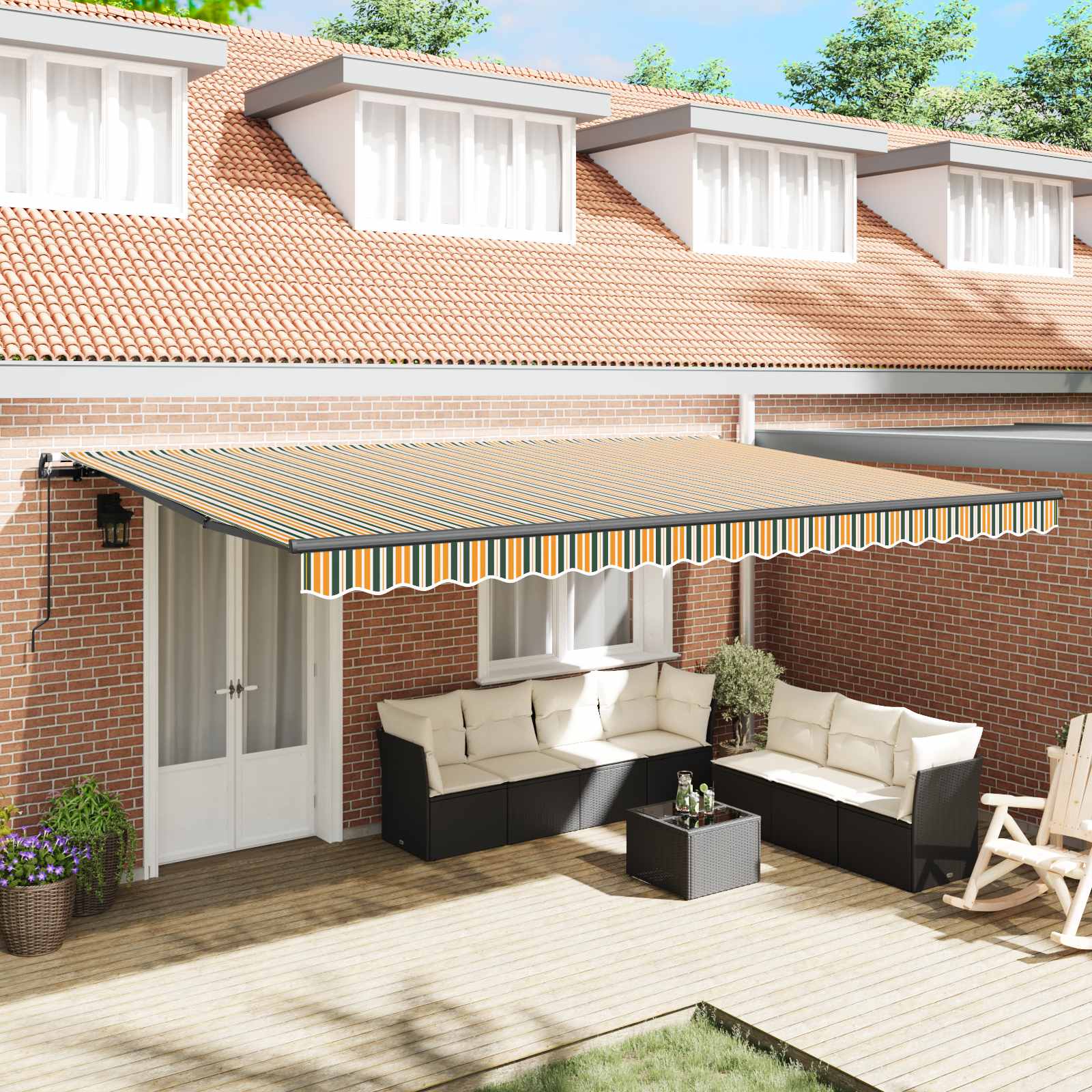 Tenda Retrattile Verde e giallo 500 × 350 cm | homemem39