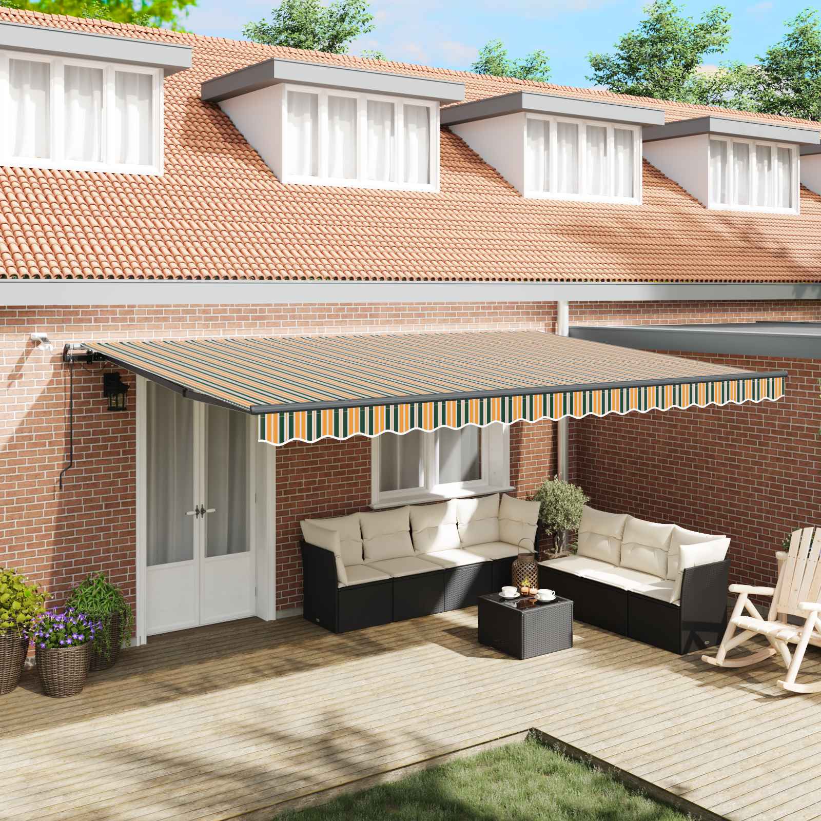 Tessuto per Tenda con Verde e giallo 500 × 350 cm Poliestere | homemem39