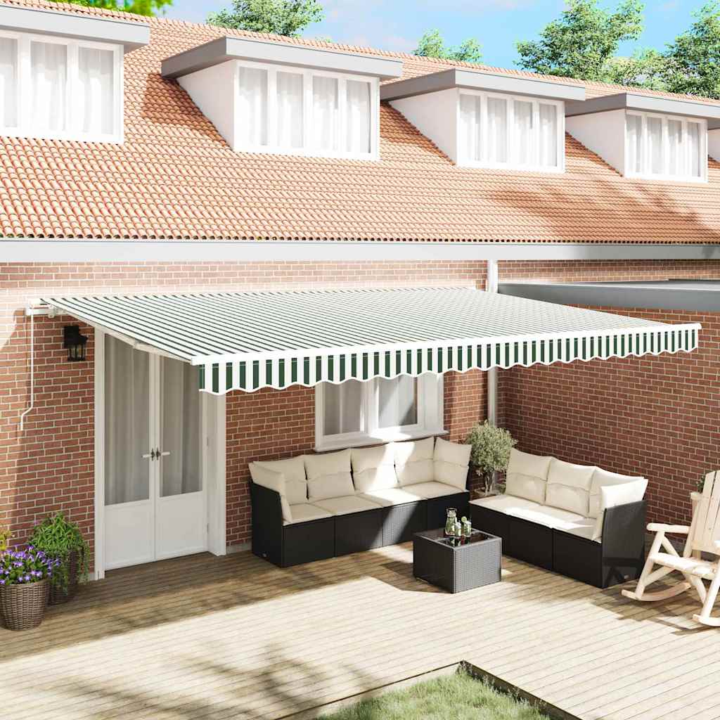 Tenda Retrattile Verde e Bianco 500 × 350 cm | homemem39