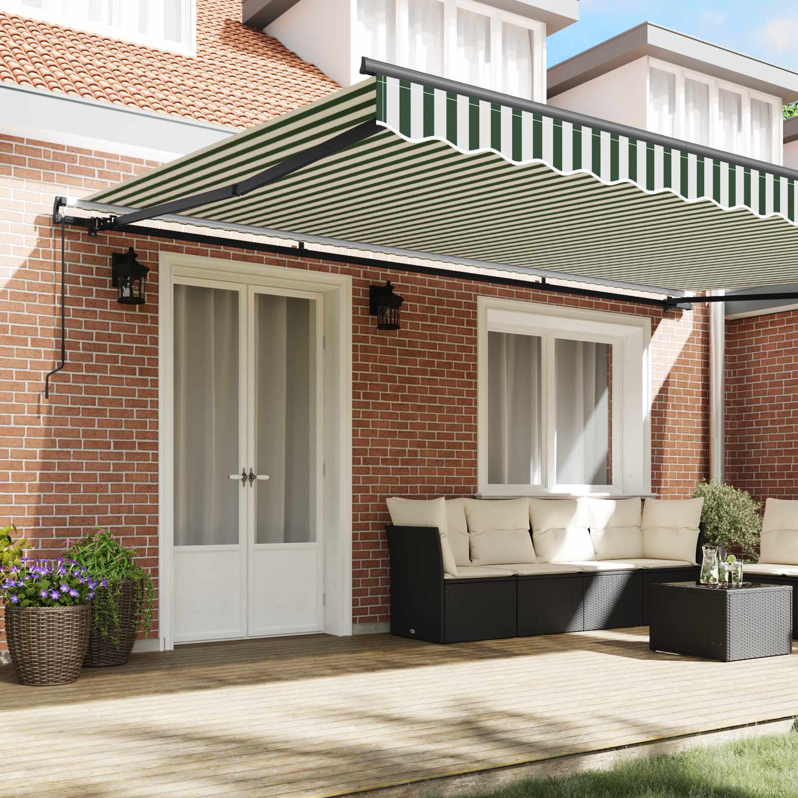 Tenda Retrattile Verde e Bianco 500 × 350 cm | homemem39