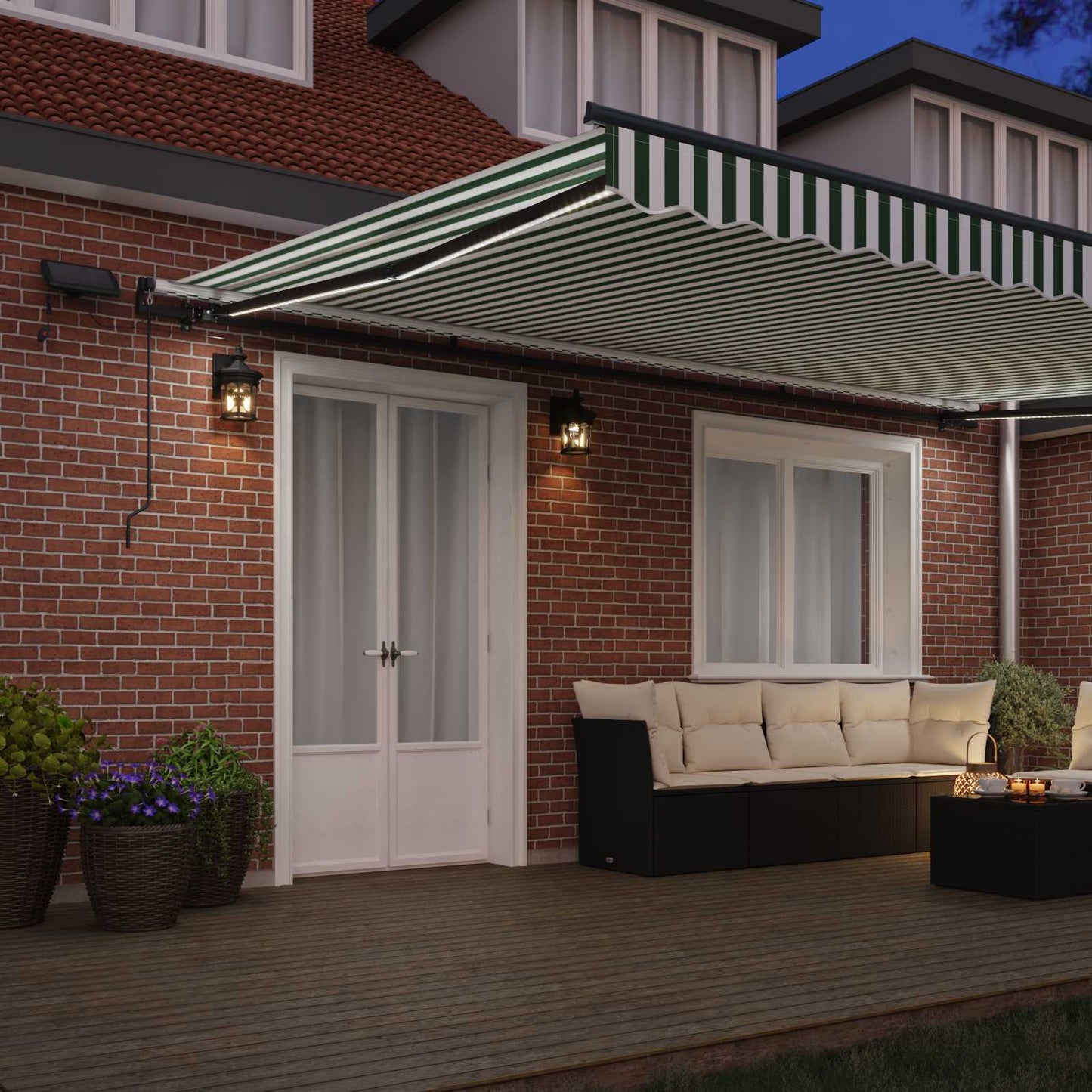 Tenda retrattile Verde e Bianco 500 × 350 cm