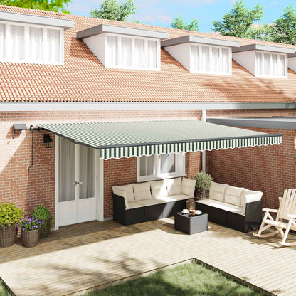 Tenda Retrattile Verde e bianco 500 ×350 cm Tessuto | homemem39