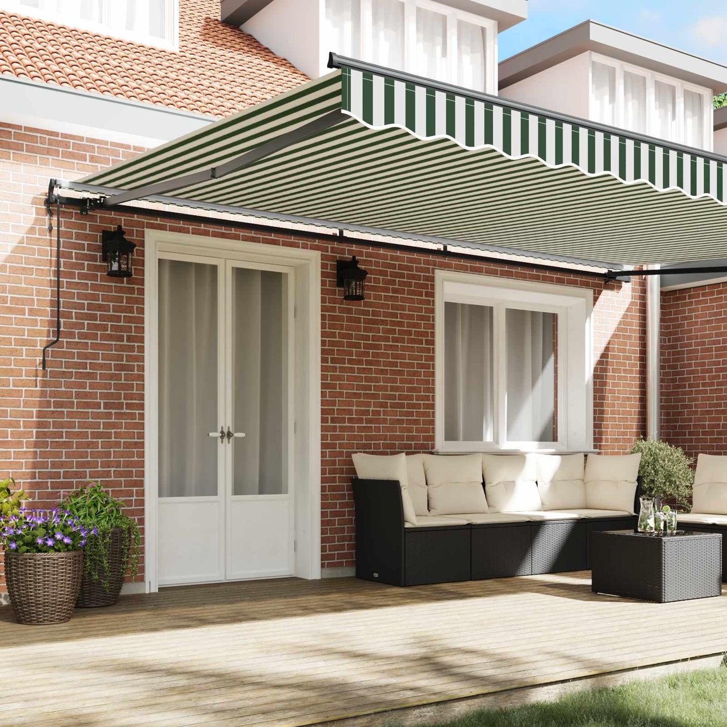 Tenda retrattile Verde e Bianco 500 × 350 cm