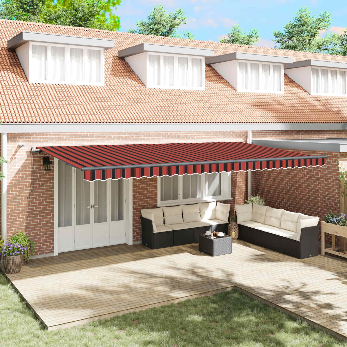 Tessuto per Tenda arancione e marrone 600 × 300 cm Poliestere | homemem39