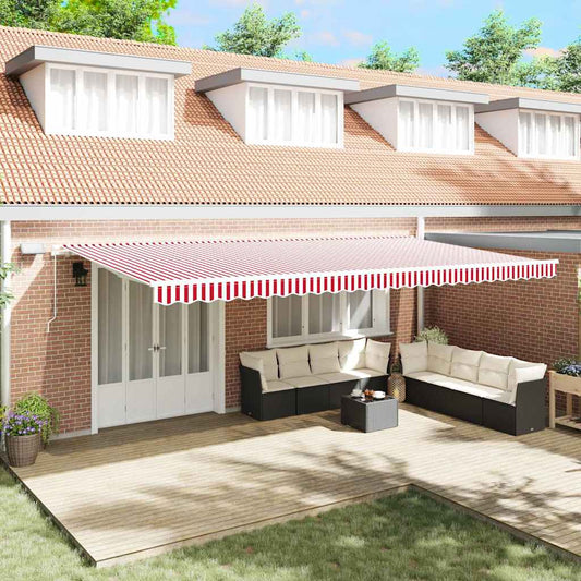 Tenda Retrattile con Rosso e bianco 600 ×300 cm Tessuto - homemem39