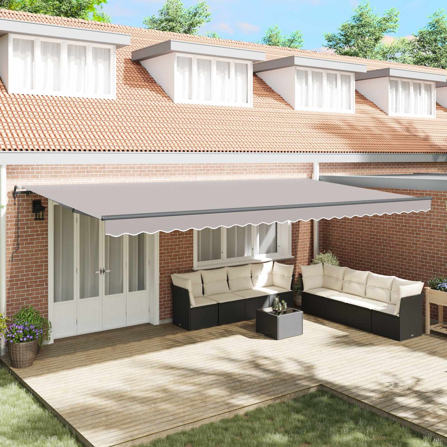 Tenda retrattile Grigio Chiaro 600 × 300 cm Tessuto e Alluminio | homemem39