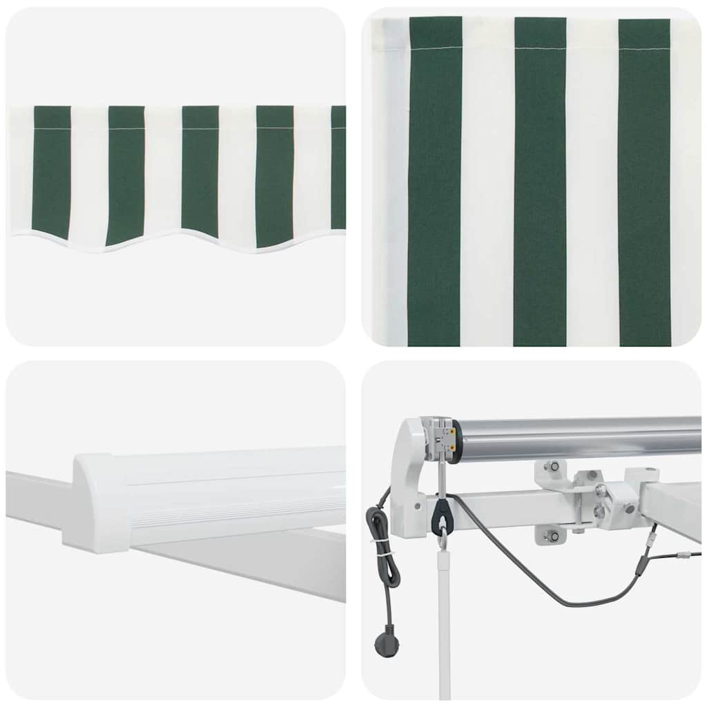 Tenda Retrattile Verde e Bianco 600 × 300 cm | homemem39