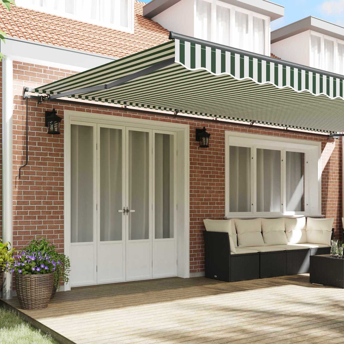 Tenda Retrattile Verde e Bianco 600 × 300 cm | homemem39