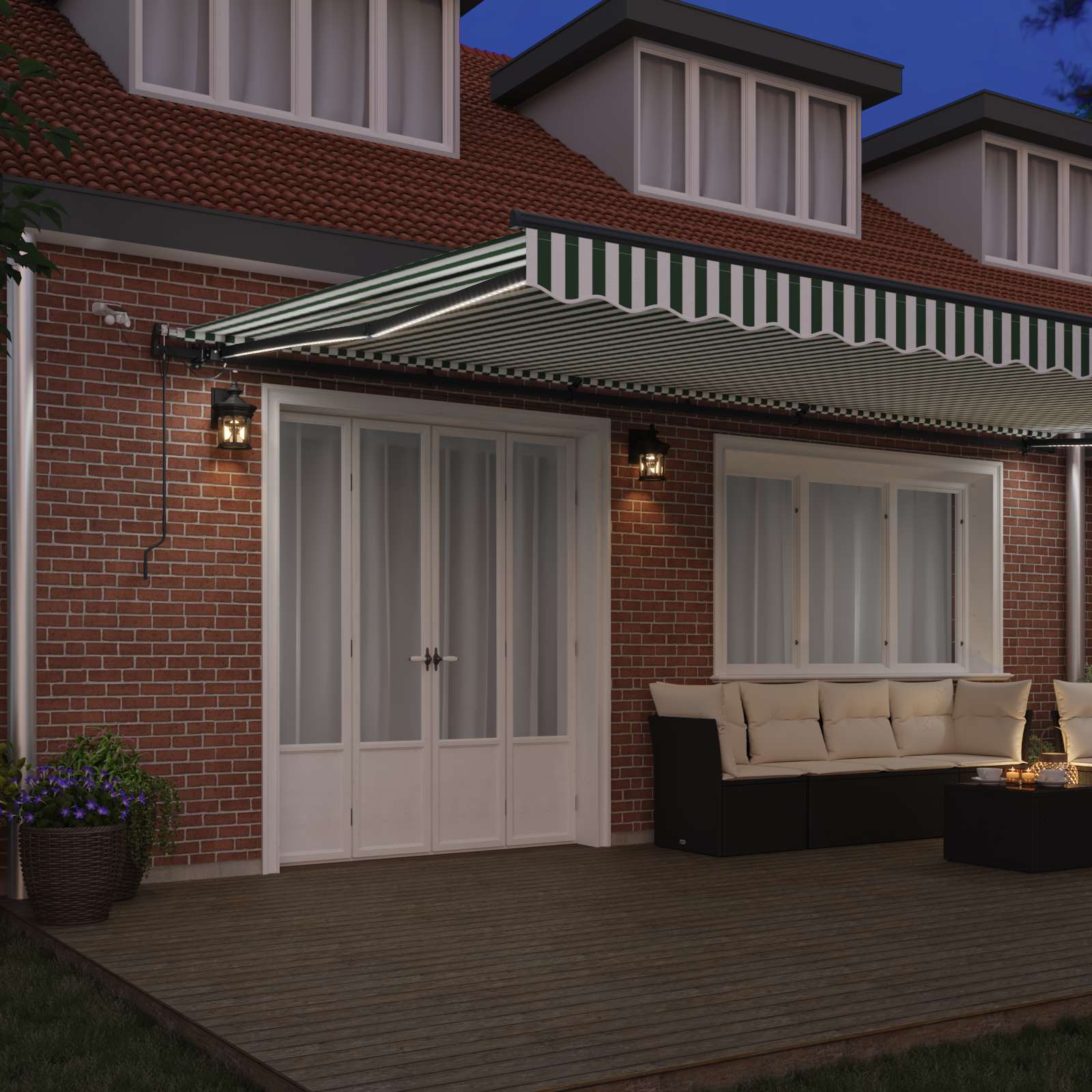 Tessuto per Tenda Verde e Bianco 600 × 300 cm Poliestere | homemem39