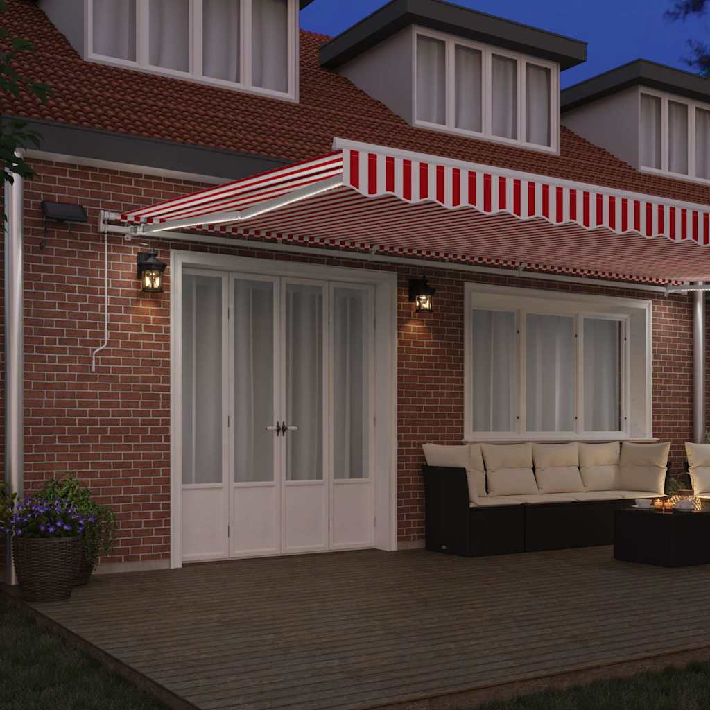 Tenda Retrattile Rosso e Bianco 600 × 350 cm Tessuto e acciaio | homemem39