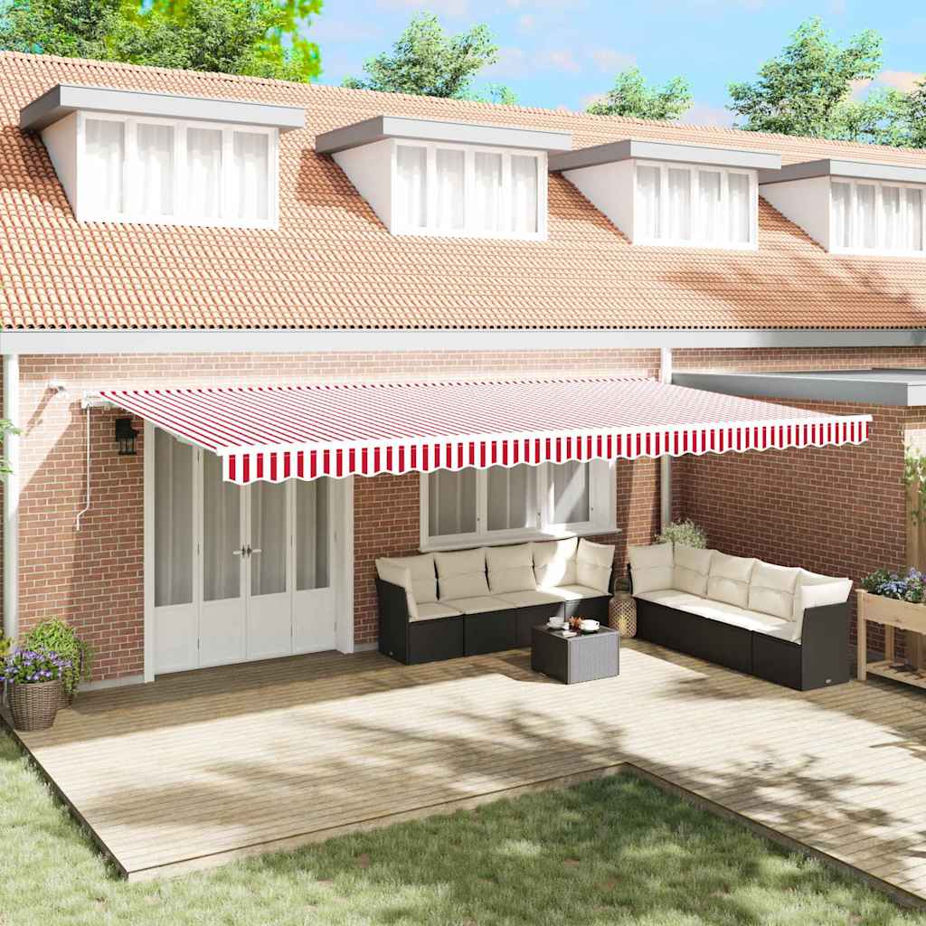 Tenda Retrattile Rosso e Bianco 600 × 350 cm | homemem39