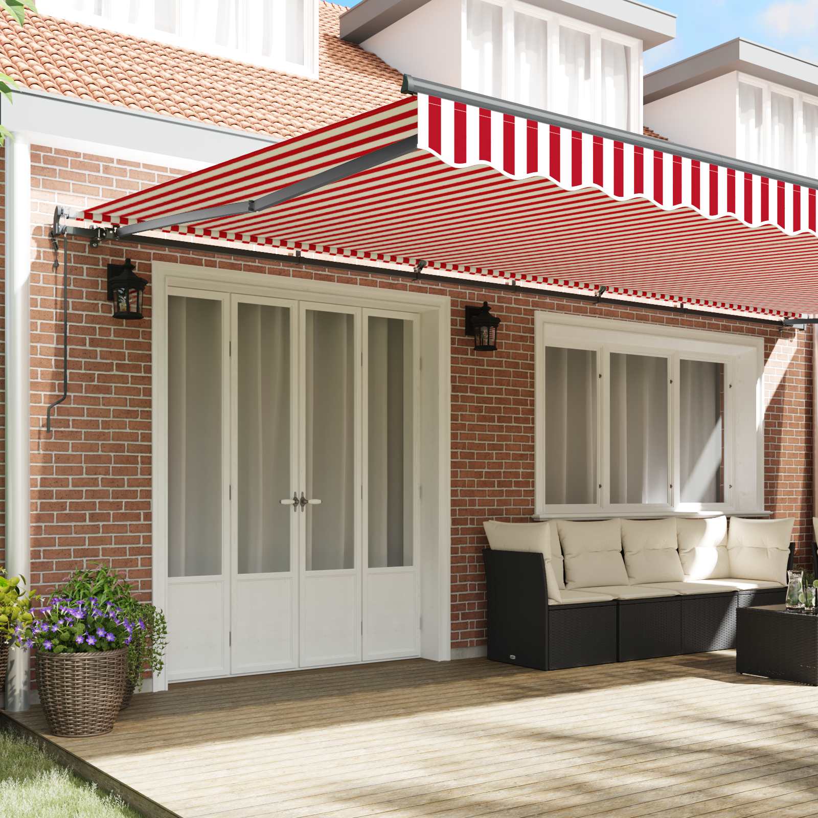 Tenda Retrattile Rosso e Bianco 600 × 350 cm | homemem39