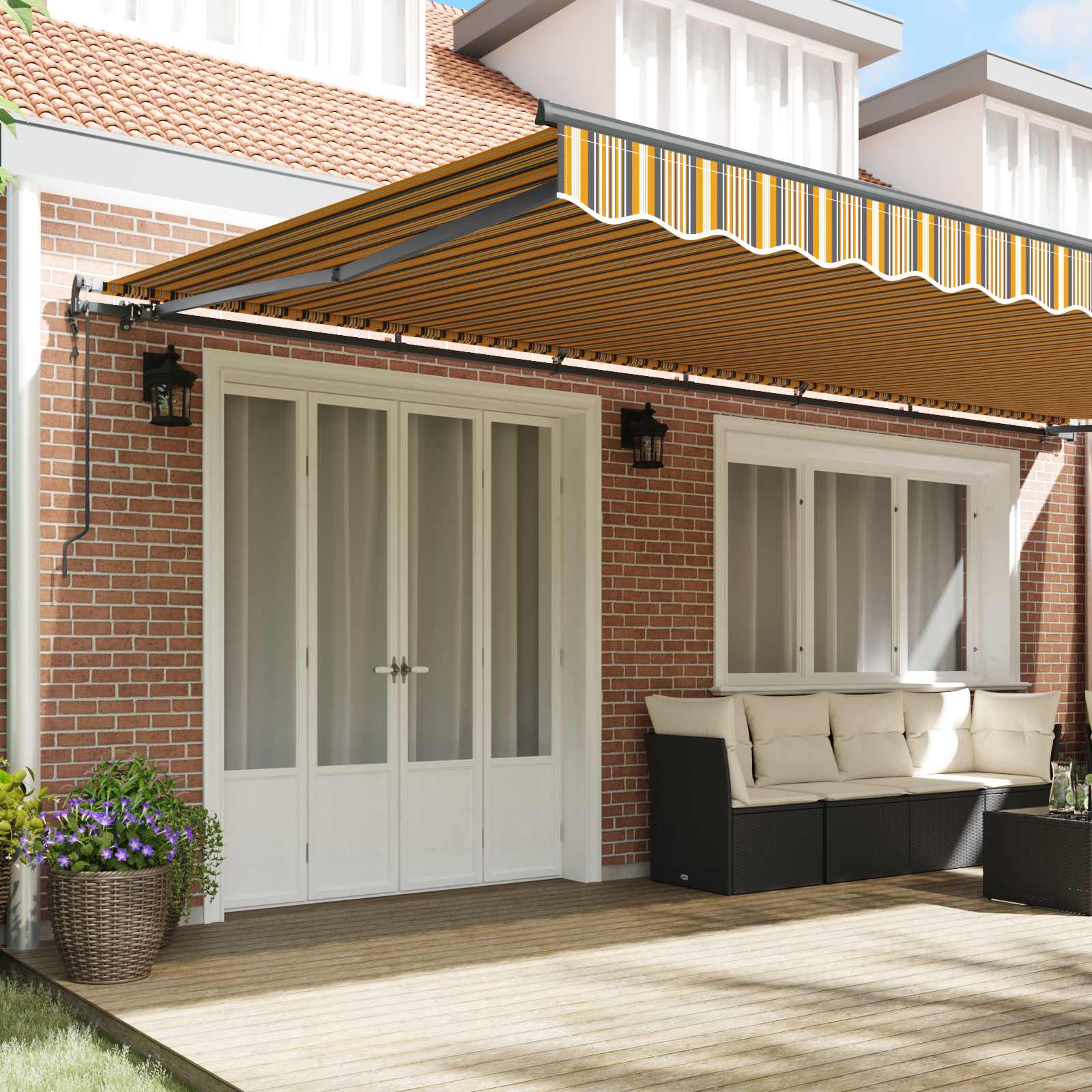 Tenda Retrattile Multicolore 600 × 350 cm Tessuto e Alluminio | homemem39