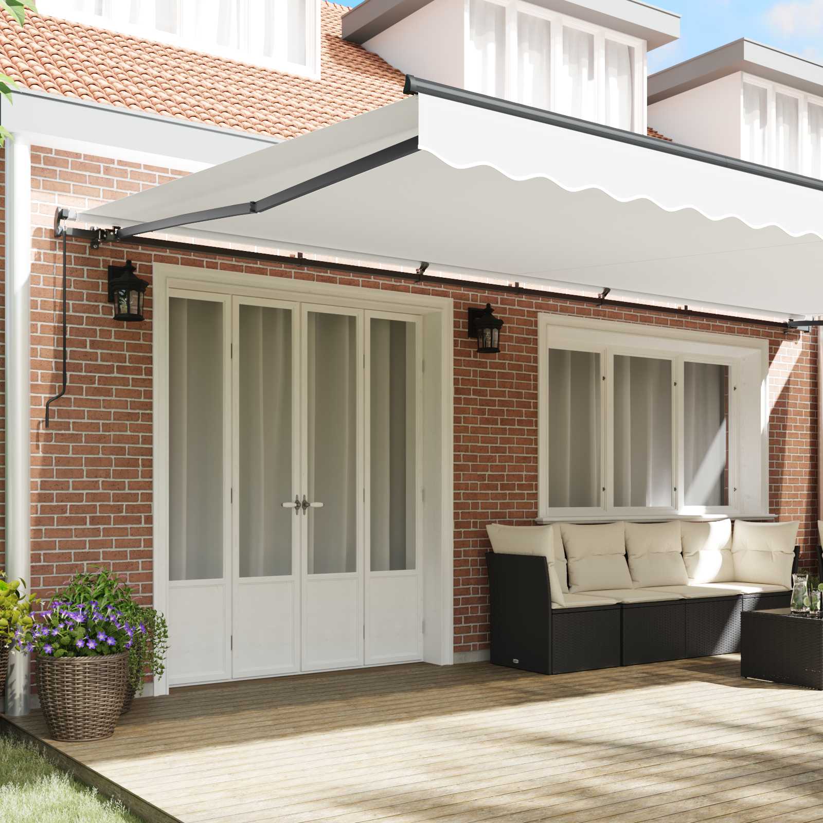 Tenda retrattile Bianco 600 × 350 cm Poliestere e Alluminio | homemem39