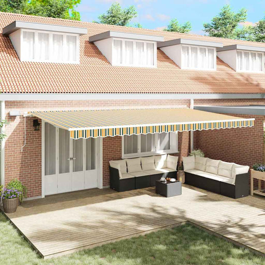 Tenda Retrattile Verde e giallo 600 × 350 cm Tessuto e acciaio | homemem39