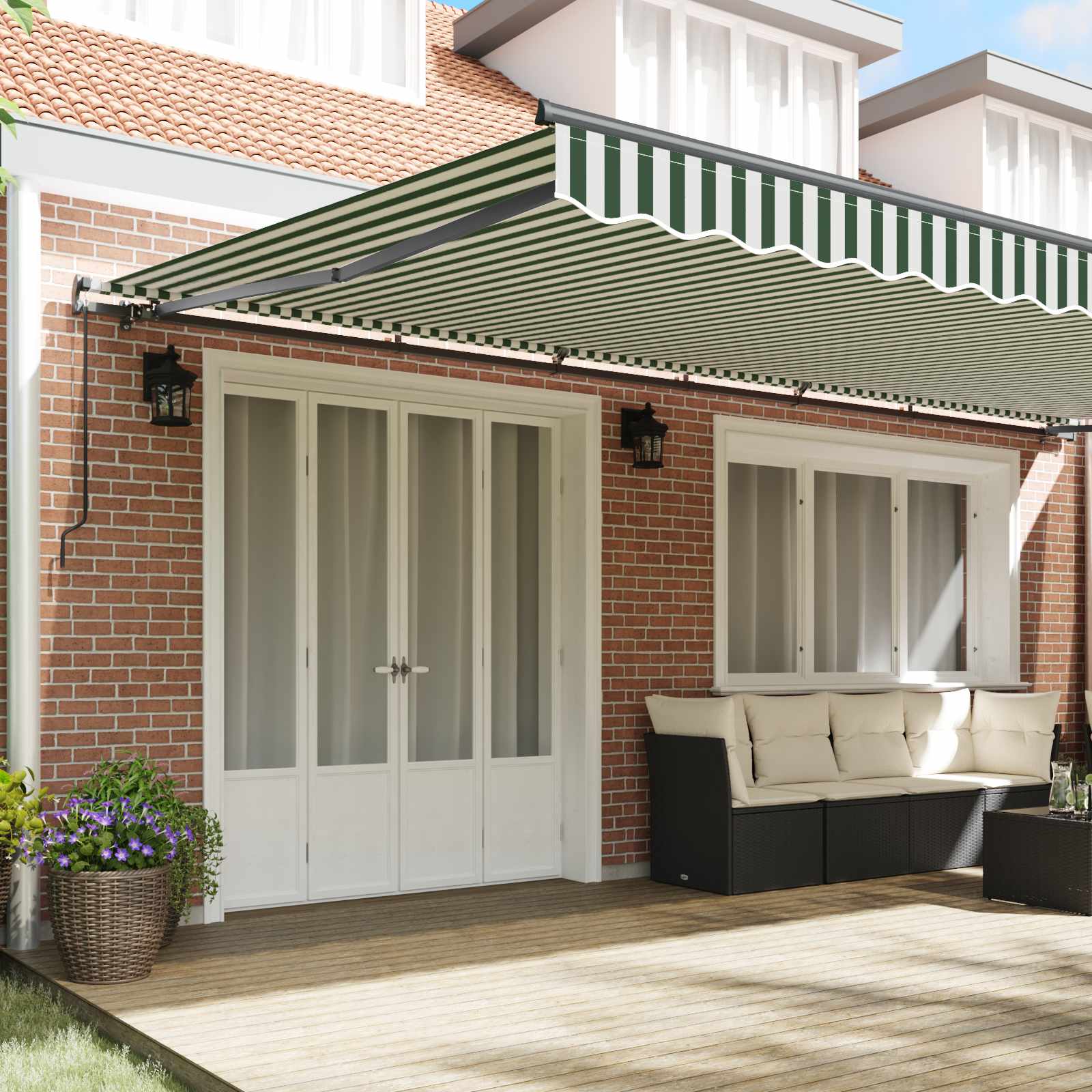 Tenda retrattile Verde e Bianco 600 × 350 cm | homemem39