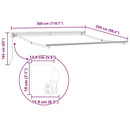 Struttura della tenda Regolabile Antracite 3 x 2,5 m Acciaio