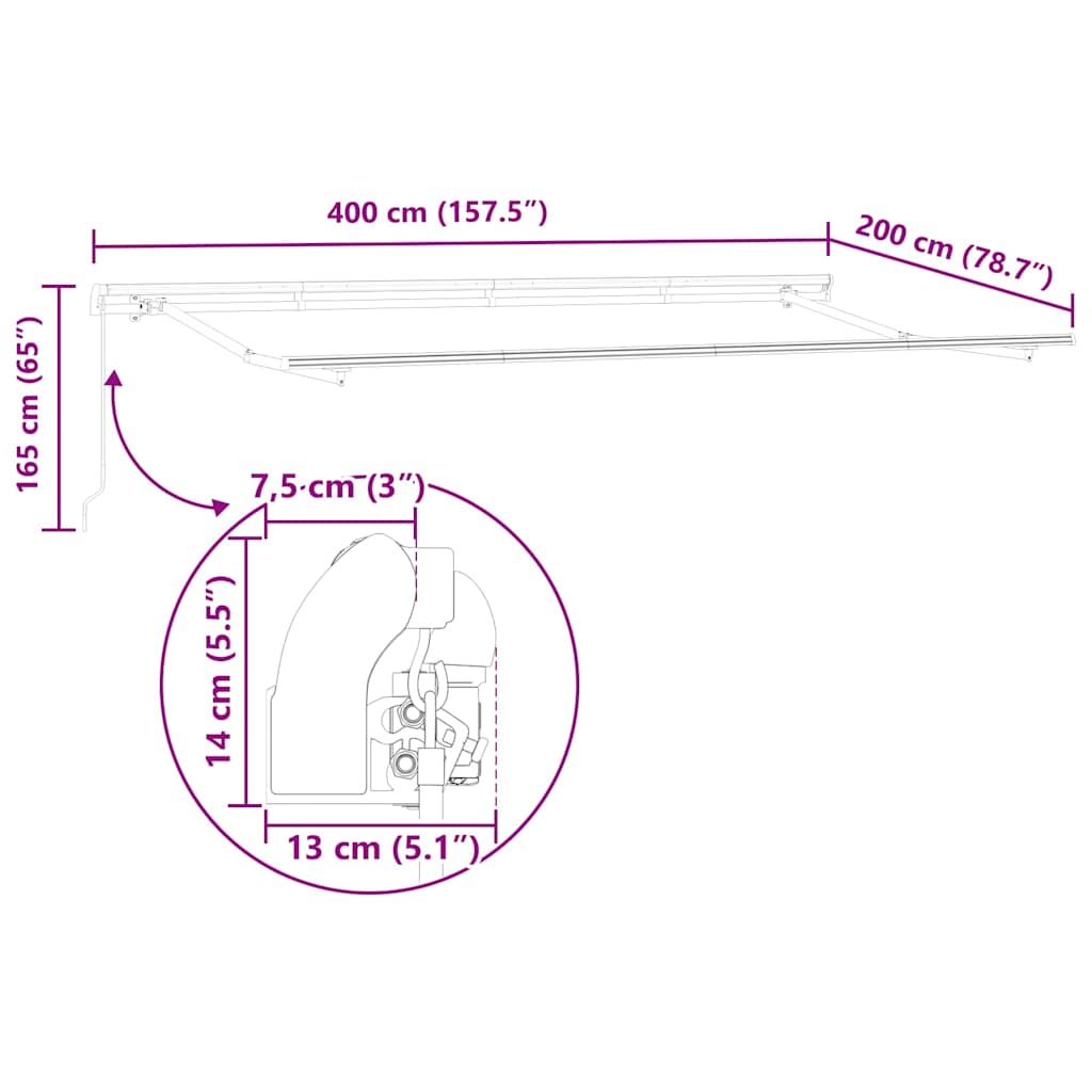 Struttura della tenda Antracite 4 x 2 m Metallo